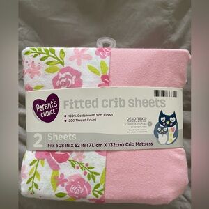 Parent's Choice Pink Floral Fitted Crib Sheets - Pack of 2